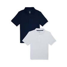 Pack Of 2 Wonder Nation Uniform Shirt Boys Medium Blue White Polo Short Sleeve