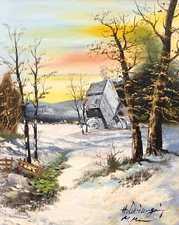 Crashed at-at star wars art print poster upcycled thrift store painting