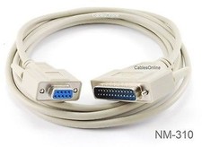 10ft DB9 Female to DB25 Male Serial Null Modem Cable - CablesOnline NM-310
