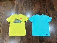 Lot of 2 Boys Kids Gap Blue Solid Yellow Car 100 Cotton T-Shirts Size XL 12