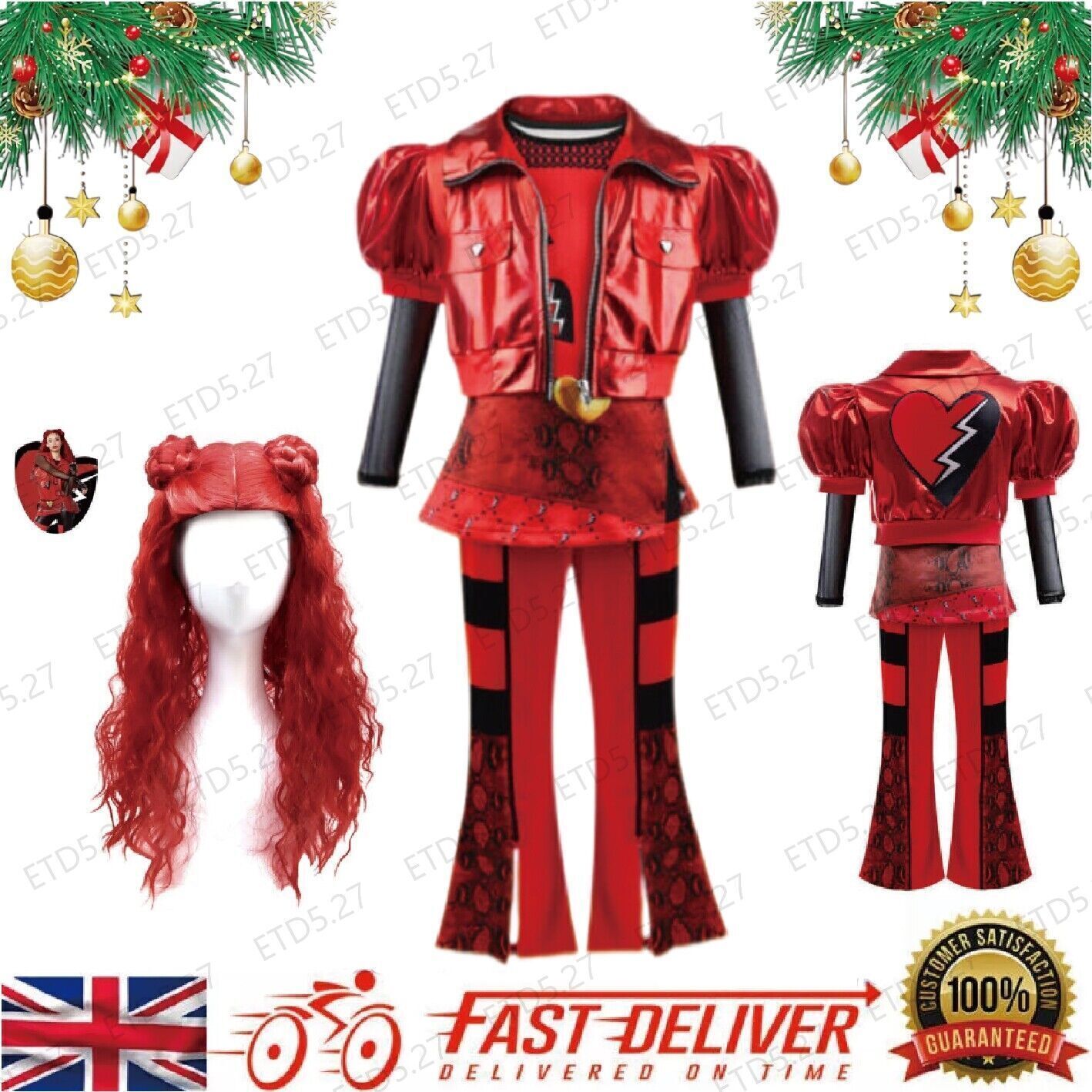 SAOLA 2025⭐ Costume cosplay bambini discendenti l'ascesa del rosso cappotto natalizio top pantaloni