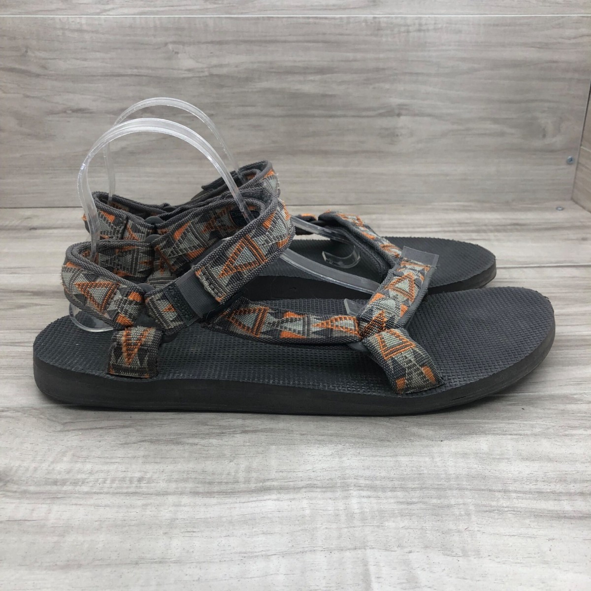 Teva Sandals Mens 13 Original Gray Nylon Webbing Hook and 