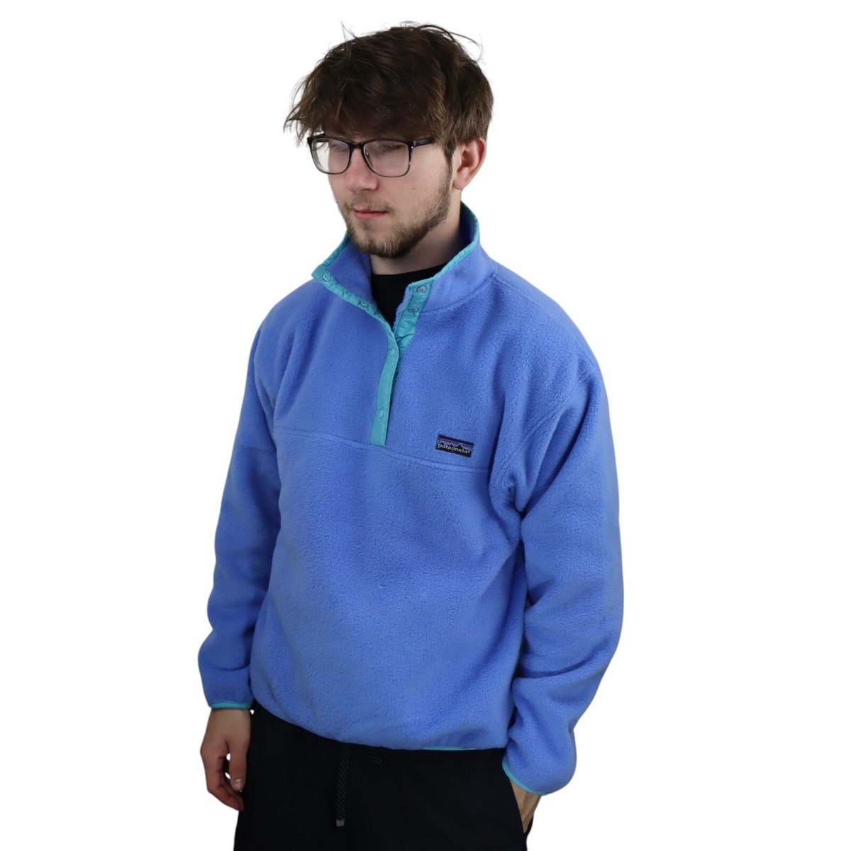 Vtg 1988 Patagonia Synchilla Snap-T Fleece Pullover Men S/M Blue