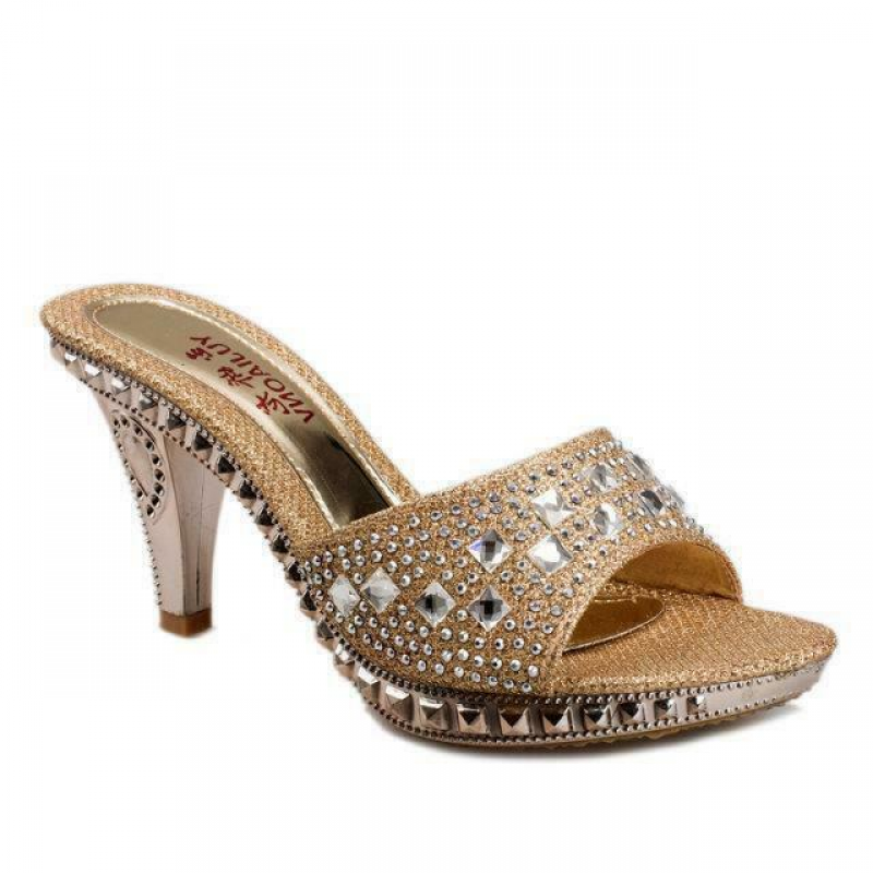 PANTOFOLA D’ORO Rhinestone Sandal Slipper Party Dress Ladies Womens High Heel Shoes Size Pumps