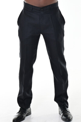 Mens Bohio Linen Blend - Black Flat-Front Casual Dress Pants ( 32 ~44 ) -  MLP50C | eBay
