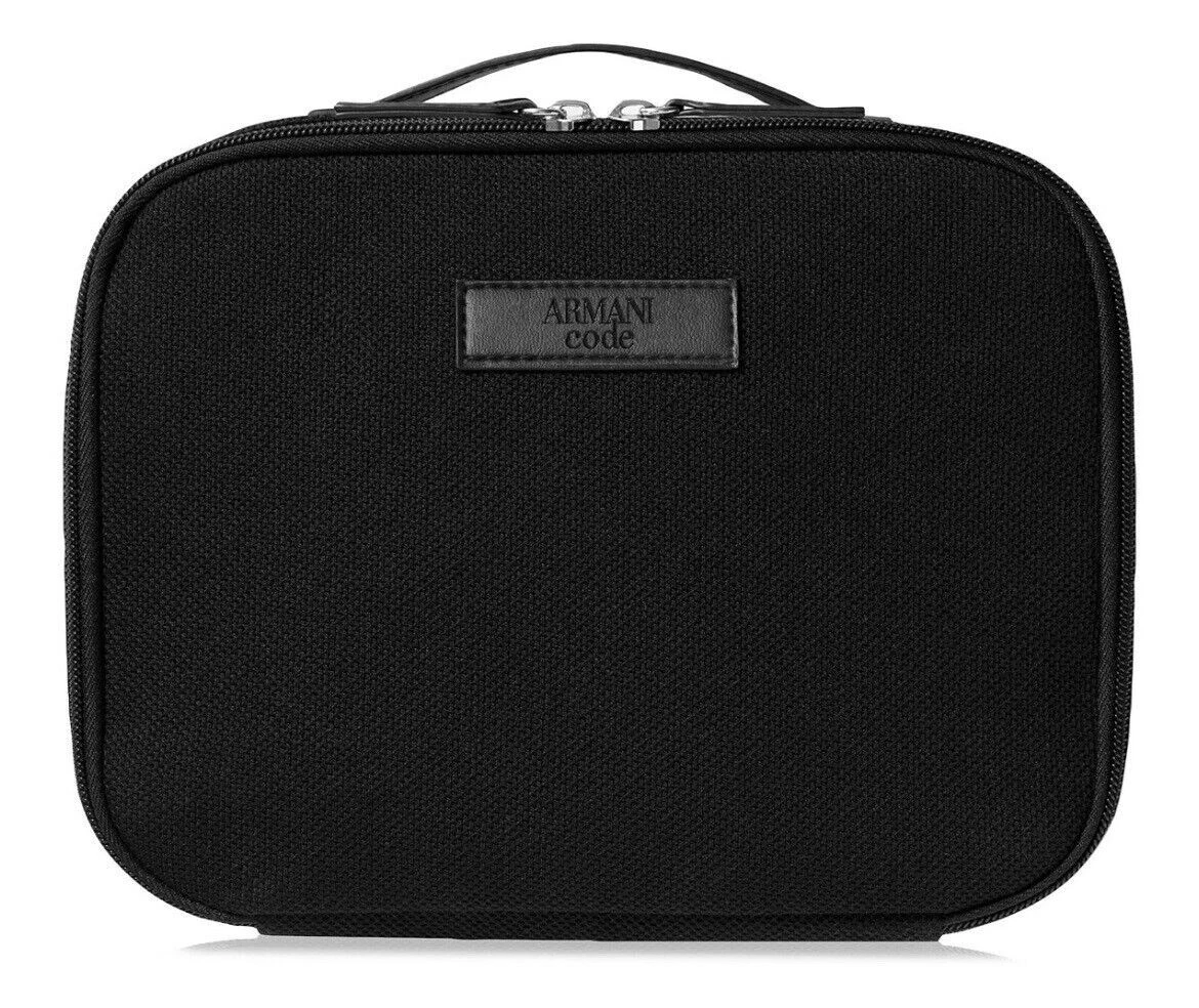 GIORGIO ARMANI Black Toiletry Bag Pouch Travel Case New with Dust 