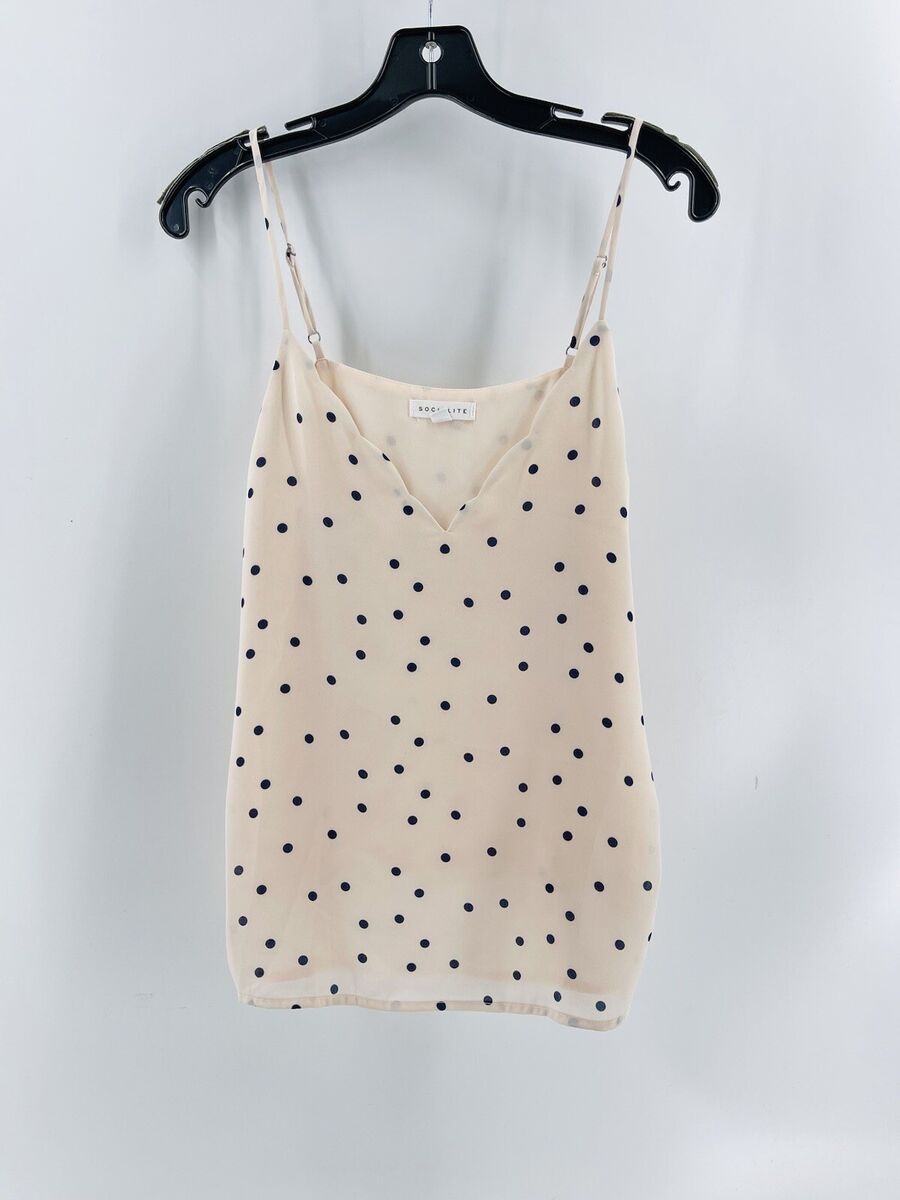 Socialite Peach Blue Polka Dot Cami Camisole Tank Top