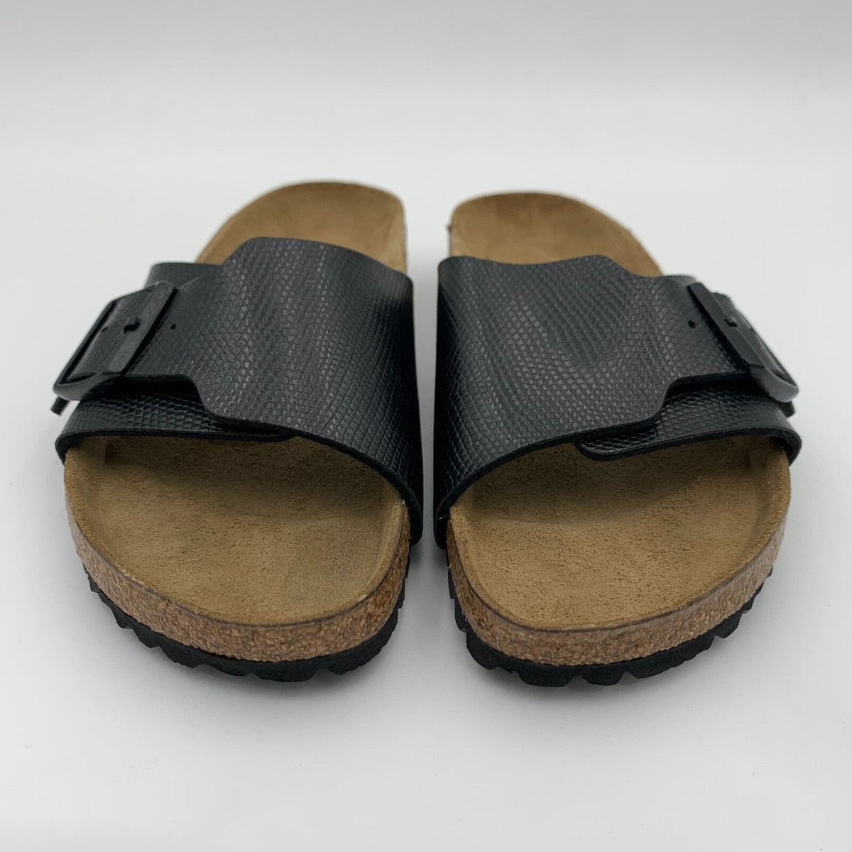 Birkenstock New w/ Box Catalina Shiny Lizard Black Birko Flor