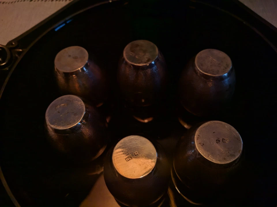 6 tazas chinas de plata pátina martillada 242 g 2 pulgadas 5 cm, ¡¡lugar para grabar!!! Foto 4 de 4