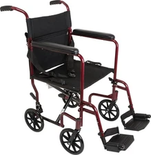 ProBasics Burgundy Aluminum Transport Chair - Footrests - TCA1916BG - New