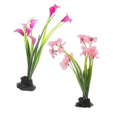 2 Pcs Aquarium Water Plant Decoration Flower Decorations Decorative Plants