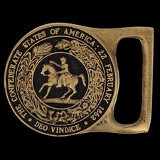 Brass Confederate States America Csa 1862 Seal Civil War Rider Vtg Belt Buckle