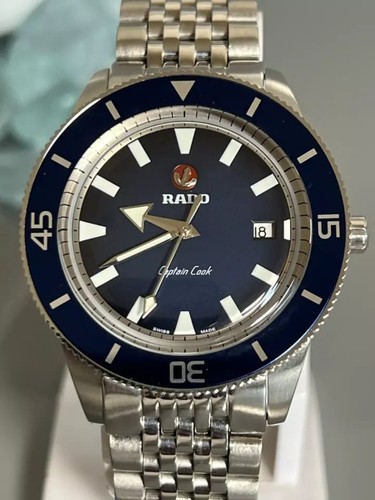 Automatic Men's  Rado Captain Cook Blue Dial Stainless Steel Swiss Watch