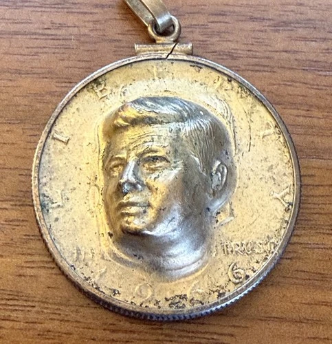 1966- Kennedy Half Dollar 3-D Pop-Out Repousse Coin 40% Silver With Bezel