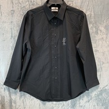 Calvin Klein Men Button Up Shirt XL Black Slim Fit Stretch 17-17.5 32/33 Pintuck