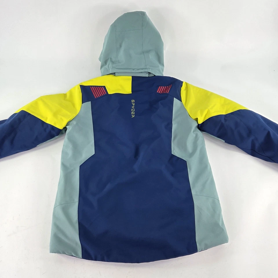 Spyder Boy's Leader Insulated Ski Jacket Size 12 Junior Colorblock Hoodie Coat  - Image 2 of 4