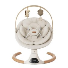 Monamii Electric Baby/Infant Swing with 5 Speeds, 10 lullabies - White/Beige