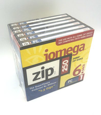 Pack of 6 Iomega 250MB Zip Disks Formatted for PC - New