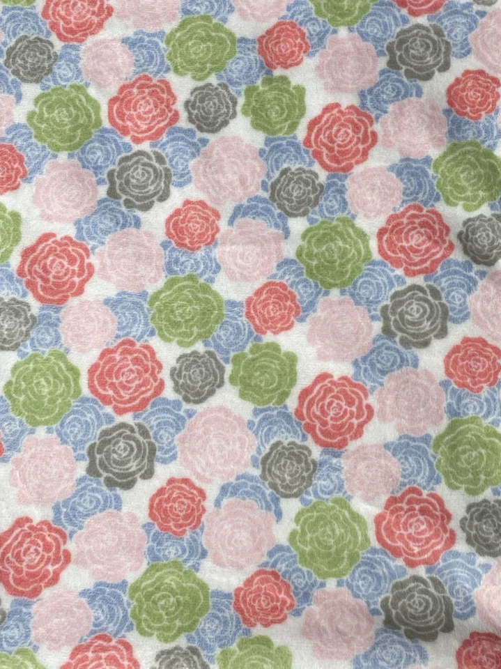 House Of Minky Floral Baby Blanket Flowers Reversible Stripes Pink White Lovey - Image 3 of 4