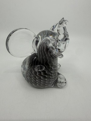 Vtg Marcolin Sweden Scandinavian Art Glass Fumato Elephant Figurine Signed