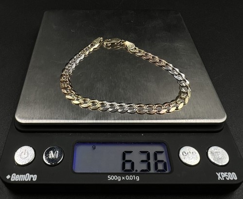 7.25” 14K Semi-Solid Tri-Tone Gold Diamond Cut Curb Bracelet | 6.36g | 5.6MM | - Picture 10 of 10