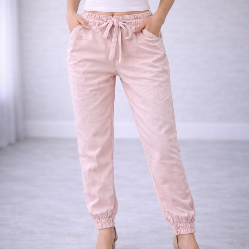 Blush pink jogger pants size 36 – elastic waist, relaxed fit, comfy & stylish
