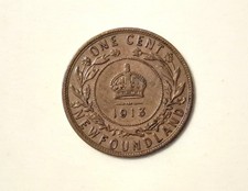 1913 Newfoundland One Cent – King George V – British Colonial Coin