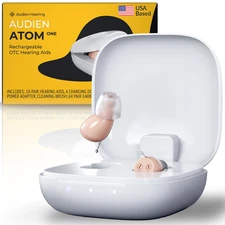 Audien Atom One Hearing Aids - Rechargeable, Wireless, Discreet Design