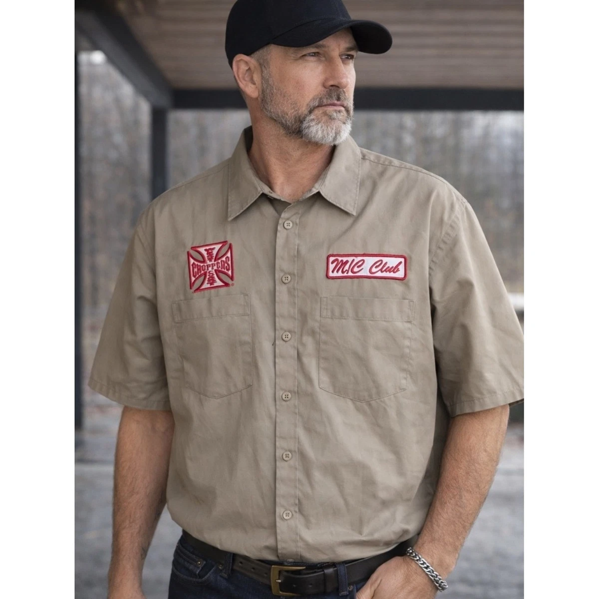 West Coast Choppers Short Sleeve Button-Up Casual Button-Down