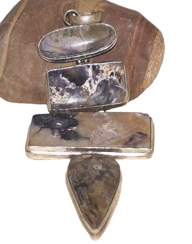 Vintage Southwestern Large Arizona Desert Jasper 925 Sterling Silver 25g Pendant