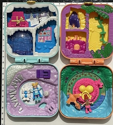Polly Pocket Hidden Hideout Frosty Fairytale And Dino Discovery W/ Dolls+Friends
