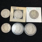 Lot of 5 Barber Half Silver Dollars , Nice Range of Dates Fill Your Book