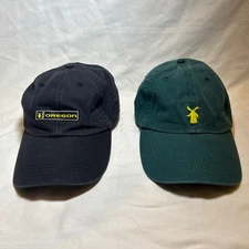2 Oregon Ducks Hat Cap Strap Back Black and Green Dutch Bros Coffee Adjustable