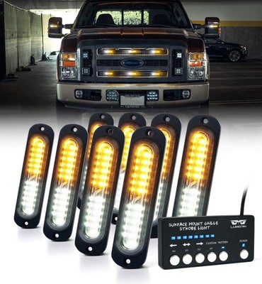 LUMENIX White Amber LED Surface Mount Strobe Flashing Lights White&Amber 