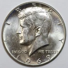 1969-D 50c Kennedy 40% Silver Half Dollar Uncirculated - RAW - Great Luster