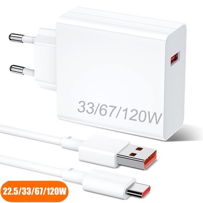 Für Xiaomi 120W 67W/33W Ladegerät Netzteil 6A USB-C Kabel Redmi Note10/11/12Pro