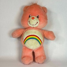 Vintage 2000s Care Bears Cheer Bear Pink 13" Plush Toy Play Along Rainbow Badge