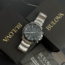 Bulova Marine Star Series C 96B272 Chrono Black Dial Quartz Men's Watch 45MM