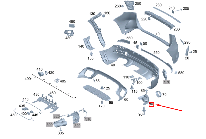 MERCEDES-BENZ GLA H247 Rear Left Tail Pipe Trim Cover A2478857805