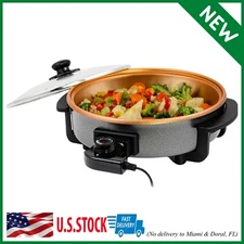 Electric Skillet and Frying Pan, 12 Inch Round Cooker with Nonstick Coating, 140