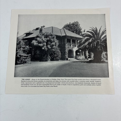 1936 The Lodge Golden State Park California and San Francisco Monuments papel - Imagen 12 de 12