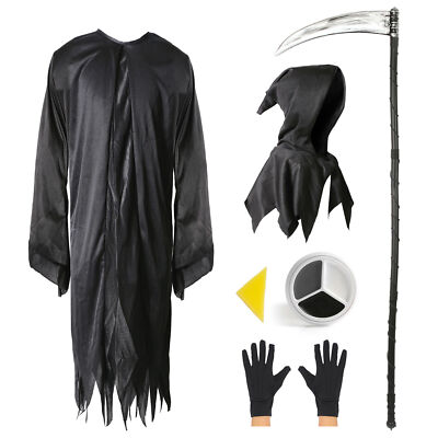 KINDER SENSENMANN KOSTÜM HALLOWEEN OUTFIT SENSE SCHMINKE