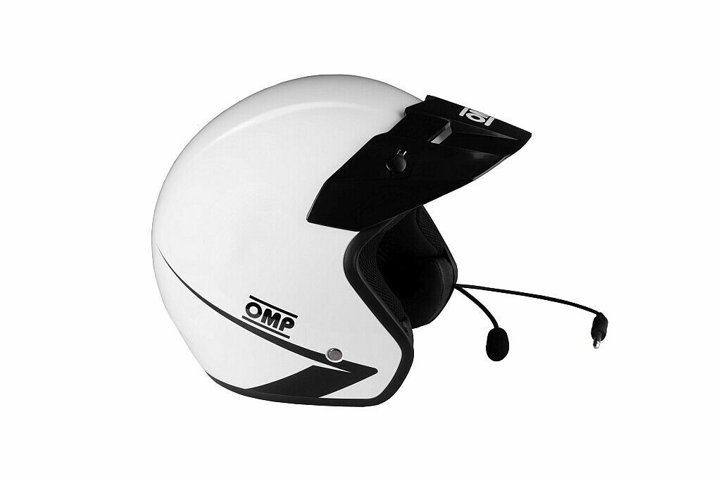 OMP Open Helmet Star-J with Headset and ZeroNoise Intercom Amplifier WHITE s: M
