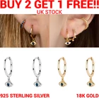 Evil eye Earrings 925 Sterling Silver Huggie Ear Studs Gold Hoop Crystal Womens