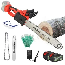 16" Cordless Chainsaw Brushless Electric Handheld Chain Saw w/Battery & Charger