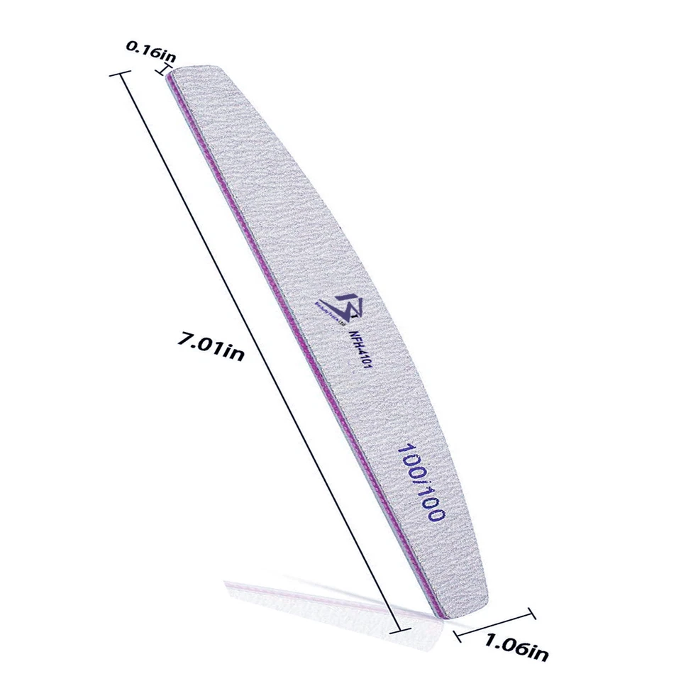Professional Nail Files 100/180/240 Grit Half Moon Emery Board Buffer File Set - Image 3 of 4