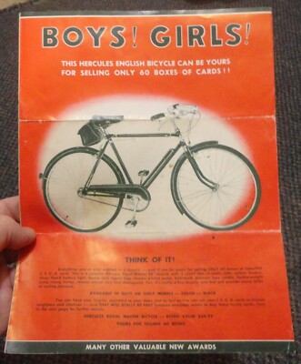 c1960 JSCA Greeting Cards salesboy awards brochure Hercules Royal Master Bicycle