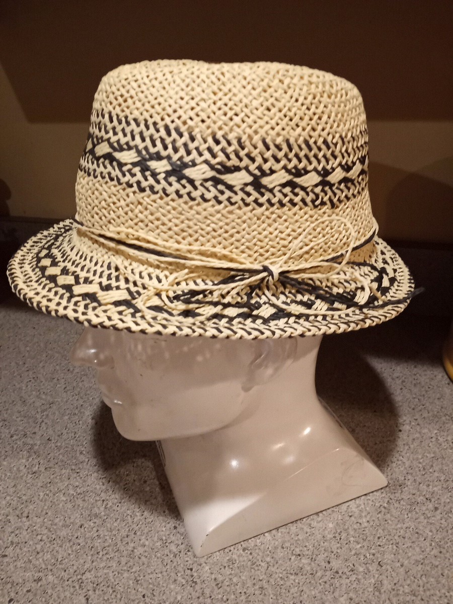 World Market Straw Paper Hat Blue And Cream, One Size  display picture 1