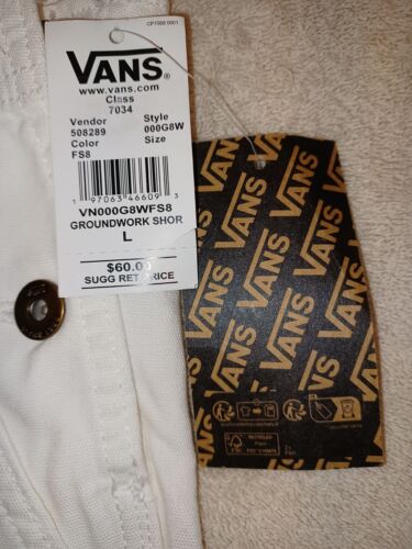 Vans Girl's Large Ground Work Shortall Marshmallow White Overalls -VN000G8WFS8 - Picture 7 of 14