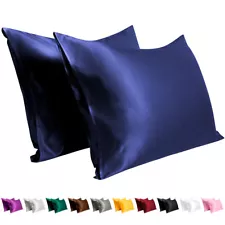 Luxurious Satin Silk Pillowcase Soft Bedding Standard Queen King Pillow Cover